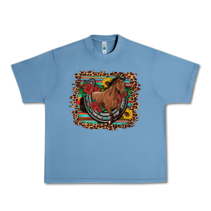 Western Horse Horseshoe Roses Sunflowers Serape Leopard Urban Heavy Tee by Artiststas | Teevron