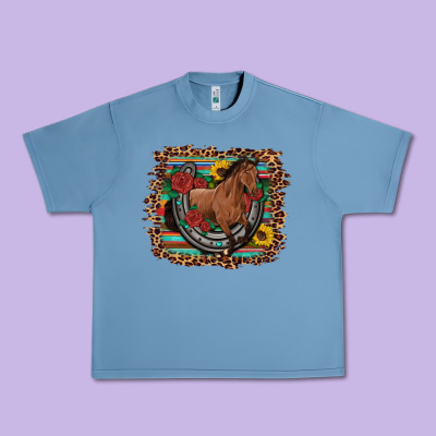 Western Horse Horseshoe Roses Sunflowers Serape Leopard Urban Heavy Tee Designed By Artiststas