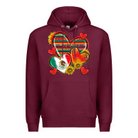 Burgundy Mexican Hearts Premium Hoodie - texasbilliewilder