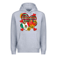 Heather Grey Mexican Hearts Premium Hoodie - texasbilliewilder