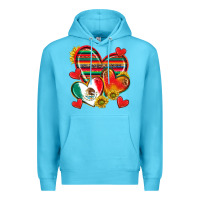Ocean Blue Mexican Hearts Premium Hoodie - texasbilliewilder