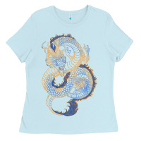 Baby Blue blue and orange dragon Ladies Tee - RanaPortraitStore