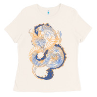 Bone blue and orange dragon Ladies Tee - RanaPortraitStore