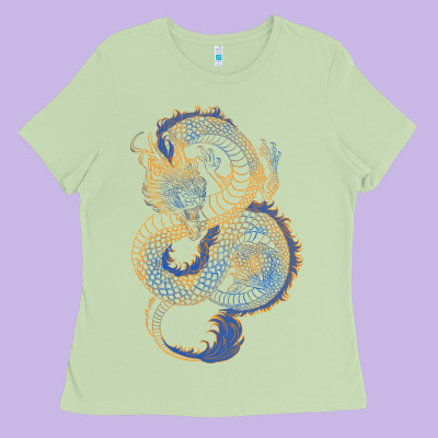 Blue And Orange Dragon Ladies Tee Designed By Ranaportraitstore