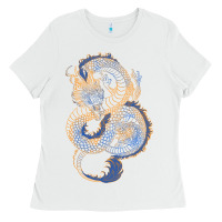 White blue and orange dragon Ladies Tee - RanaPortraitStore