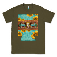 Army Green mom hereford cattle sunflowers on tooled leather regular can cooler Classic Tee - BarkalooDesign