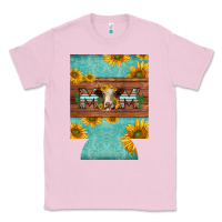 Bubblegum Pink mom hereford cattle sunflowers on tooled leather regular can cooler Classic Tee - BarkalooDesign