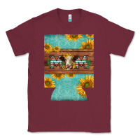 Burgundy mom hereford cattle sunflowers on tooled leather regular can cooler Classic Tee - BarkalooDesign