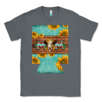 Charcoal Heather mom hereford cattle sunflowers on tooled leather regular can cooler Classic Tee - BarkalooDesign