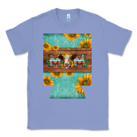 Colony Blue mom hereford cattle sunflowers on tooled leather regular can cooler Classic Tee - BarkalooDesign