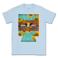 Dusty Blue mom hereford cattle sunflowers on tooled leather regular can cooler Classic Tee - BarkalooDesign