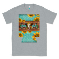Heather Grey mom hereford cattle sunflowers on tooled leather regular can cooler Classic Tee - BarkalooDesign
