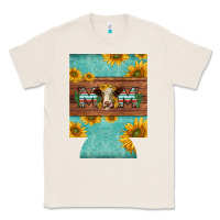 Natural mom hereford cattle sunflowers on tooled leather regular can cooler Classic Tee - BarkalooDesign