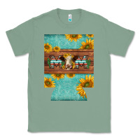 Sage mom hereford cattle sunflowers on tooled leather regular can cooler Classic Tee - BarkalooDesign
