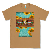 Toasted Coconut mom hereford cattle sunflowers on tooled leather regular can cooler Classic Tee - BarkalooDesign