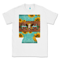 White mom hereford cattle sunflowers on tooled leather regular can cooler Classic Tee - BarkalooDesign