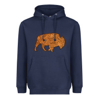 Navy Western Vintage Bison Silhouette Heavyweight Hoodie - Bettercallsaul