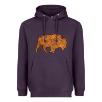 Plum Western Vintage Bison Silhouette Heavyweight Hoodie - Bettercallsaul