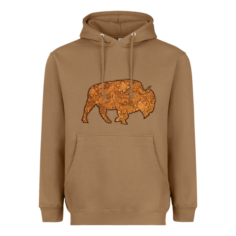 Western Vintage Bison Silhouette Heavyweight Hoodie by Bettercallsaul | Teevron