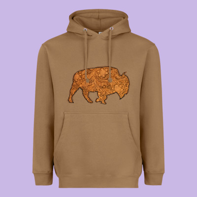 Western Vintage Bison Silhouette Heavyweight Hoodie Designed By Bettercallsaul
