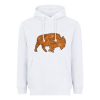 White Western Vintage Bison Silhouette Heavyweight Hoodie - Bettercallsaul