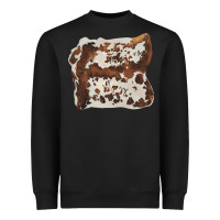 Black hand drawn cowhide cow fur Heavyweight Sweatshirt - BarkalooDesign