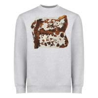Heather Grey hand drawn cowhide cow fur Heavyweight Sweatshirt - BarkalooDesign