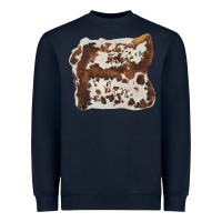 Navy hand drawn cowhide cow fur Heavyweight Sweatshirt - BarkalooDesign