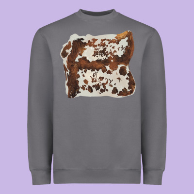 Hand Drawn Cowhide Cow Fur Heavyweight Sweatshirt Designed By Barkaloodesign