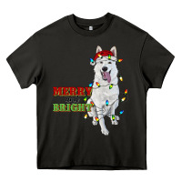 Asphalt merry and bright white shepherd Heavy Core Tee - RanaPortraitStore