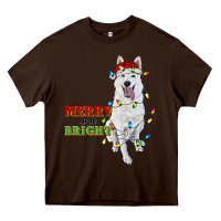 Chocolate Brown merry and bright white shepherd Heavy Core Tee - RanaPortraitStore