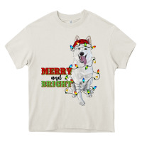 Cream merry and bright white shepherd Heavy Core Tee - RanaPortraitStore