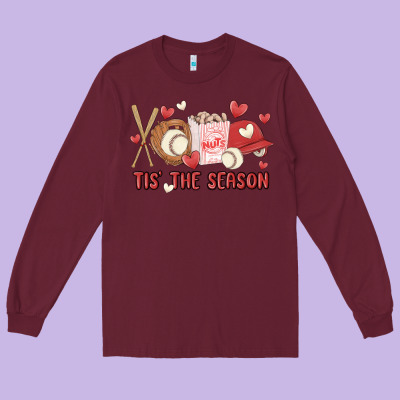 Tis The Season Baseball Long Sleeve Tee Designed By Maliassmallbusiness