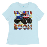 Baby Blue red white and boom Ladies Tee - texasbilliewilder