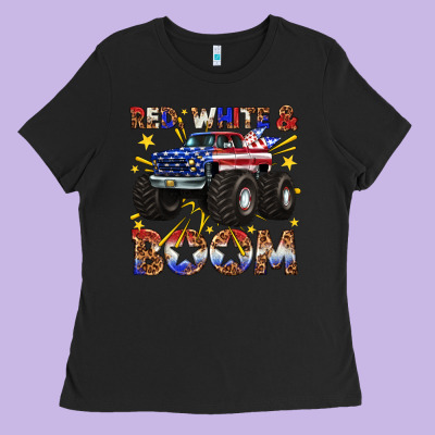 Red White And Boom Ladies Tee Designed By Texasbilliewilder