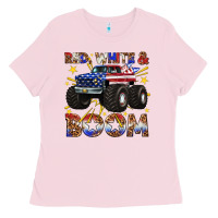 Bubblegum Pink red white and boom Ladies Tee - texasbilliewilder