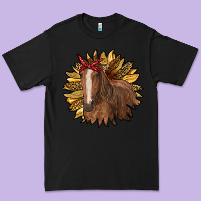 Sunflower With Horse Premium Tee Designed By Ranaportraitstore