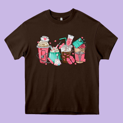Nurse Coffee Cups Heavy Core Tee Designed By Texasbilliewilder