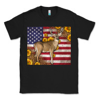 Black Western American Flag And Deer Classic Tee - LillyAllenDesigns