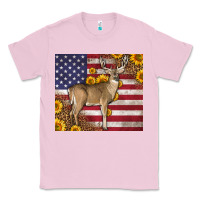 Bubblegum Pink Western American Flag And Deer Classic Tee - LillyAllenDesigns