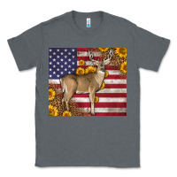 Charcoal Heather Western American Flag And Deer Classic Tee - LillyAllenDesigns
