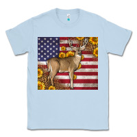 Dusty Blue Western American Flag And Deer Classic Tee - LillyAllenDesigns
