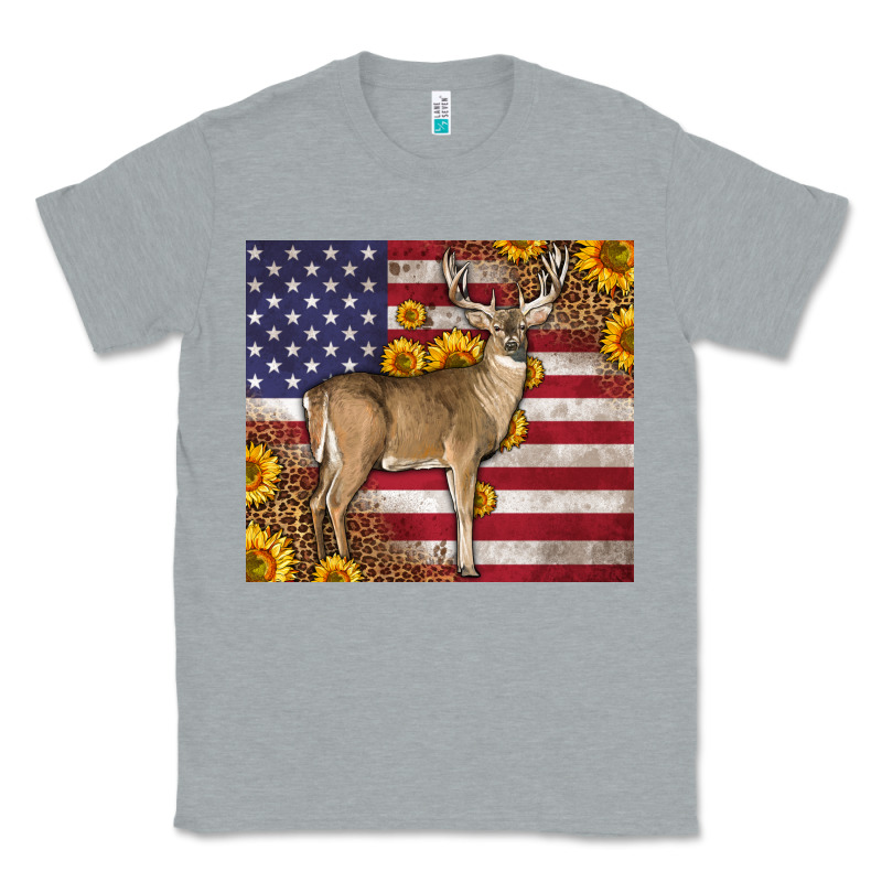Western American Flag And Deer Classic Tee by LillyAllenDesigns | Teevron