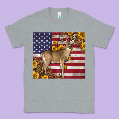 Western American Flag And Deer Classic Tee Designed By Lillyallendesigns