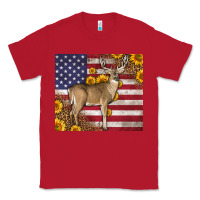 Red Western American Flag And Deer Classic Tee - LillyAllenDesigns