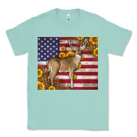Seafoam Western American Flag And Deer Classic Tee - LillyAllenDesigns