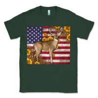 Sports Green Western American Flag And Deer Classic Tee - LillyAllenDesigns