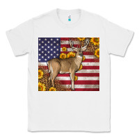 White Western American Flag And Deer Classic Tee - LillyAllenDesigns