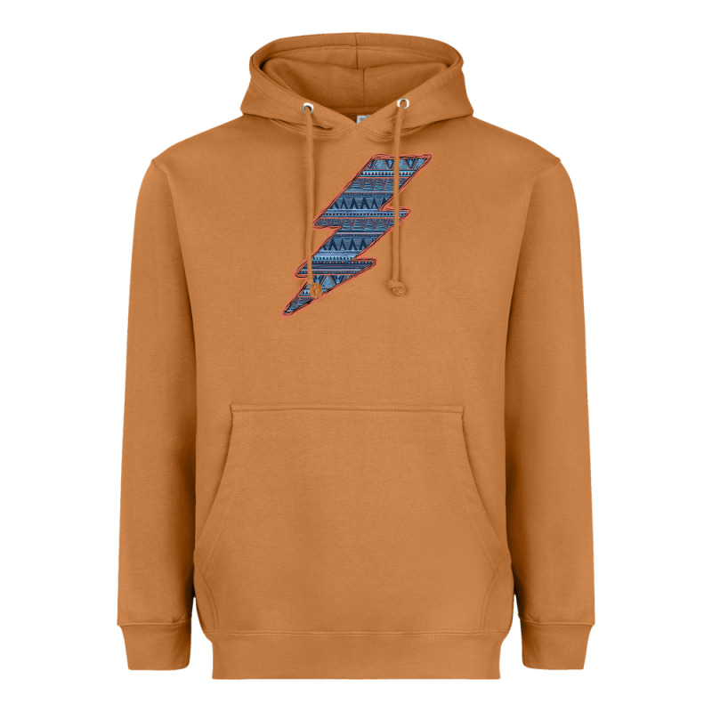Western Orange Border Aztec Lightning Heavyweight Hoodie by Bettercallsaul | Teevron