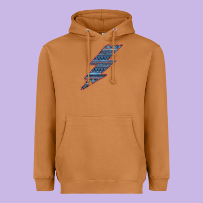 Western Orange Border Aztec Lightning Heavyweight Hoodie Designed By Bettercallsaul